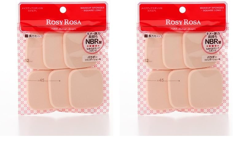 Rosie Rosa Makeup Sponge, N Square L, 6P (Square Sponge that Fits Compactly) (x 2) 6個 (x 2)