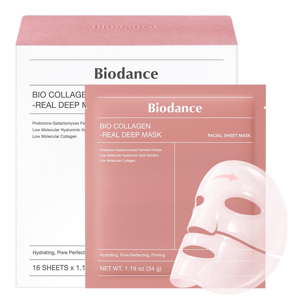 【BIODANCE】Bio Collagen Real Deep Mask (16 sheets) | Hydrogel Mask | Highly Moisturizing | Firm and Lustrous Pore Care | Non-greasy | For Dry and Sensitive Skin | Korean Cosmetics Collagen 16枚入り
