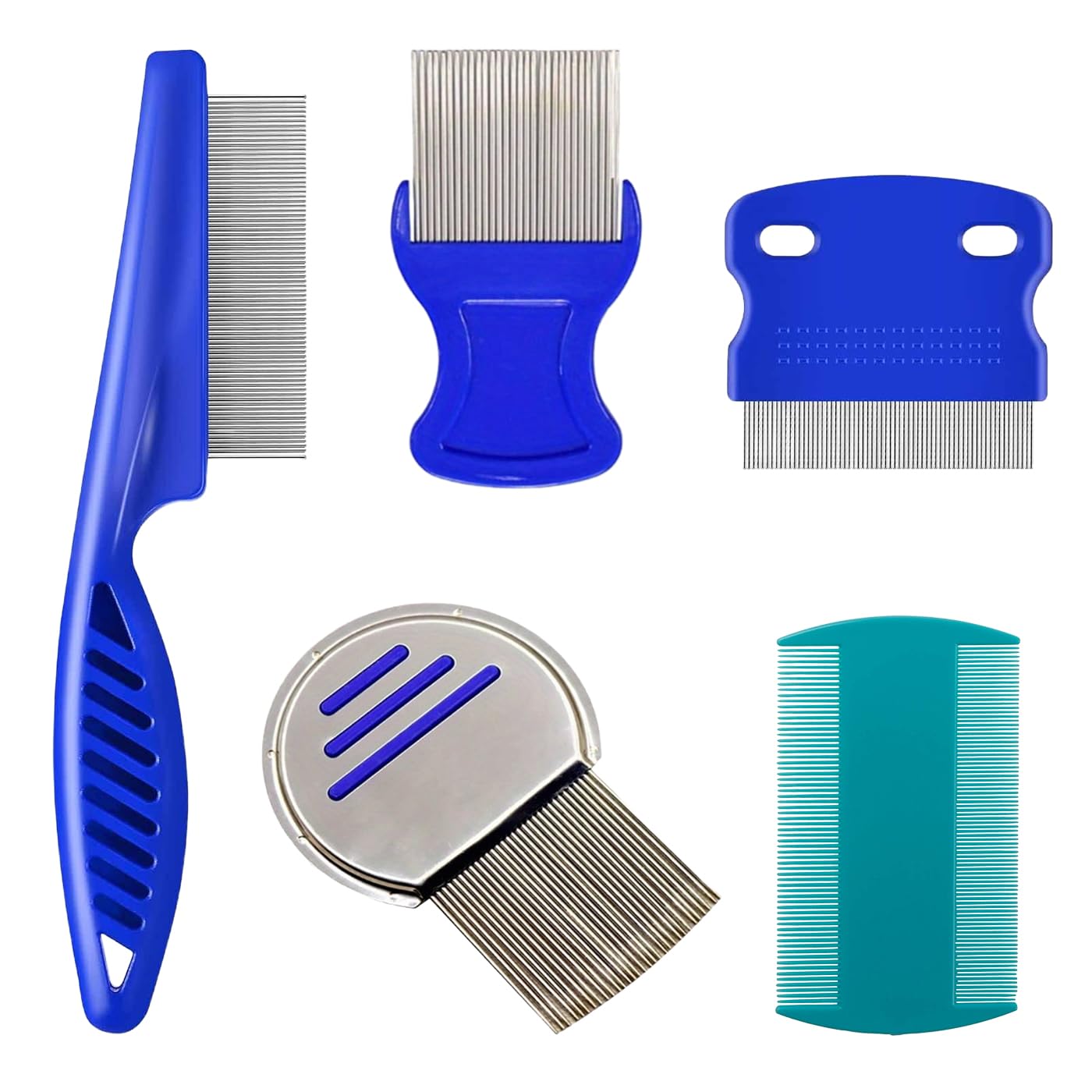 Kumani Lice Comb 5-Set (Suitable for All Hair Types and Lengths) Ultra-fine Comb Removes Head Lice and Eggs Suitable for Children and Adults Nit-Free Comb Stainless Steel Material Washable Can Be Used